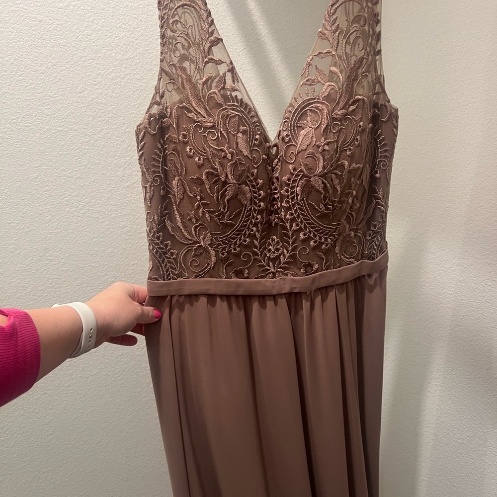 Brown Wedding Dress with Elegant Lace Details